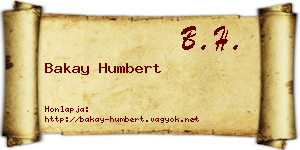 Bakay Humbert névjegykártya